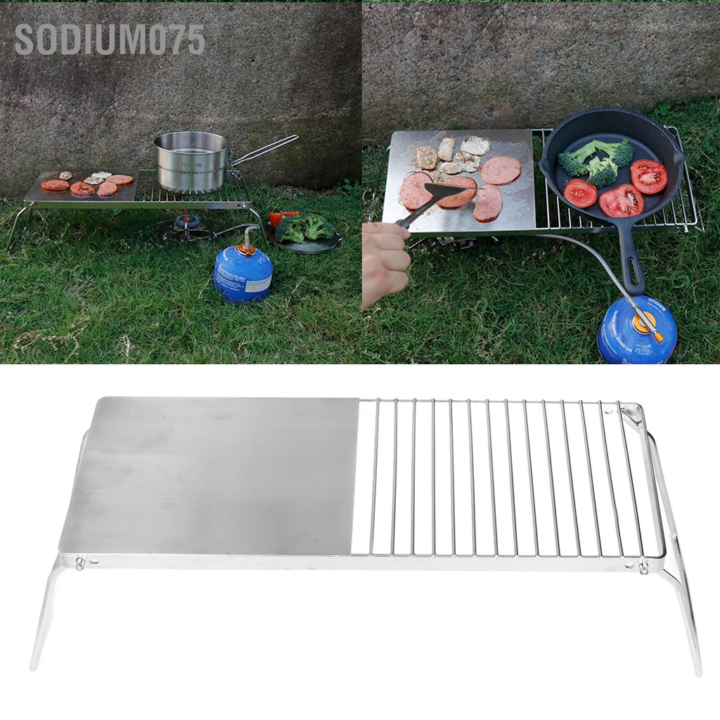 Sodium075 Chân nướng đa chức năng Gấp bằng thép không gỉ ngoài trời đế cho món BBQ Cắm trại Chuyến đi du lịch