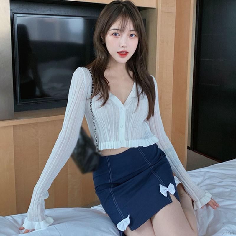 Áo Cardigan Dệt Kim Cổ Tim Xinh Xắn Cho Nữ | BigBuy360 - bigbuy360.vn