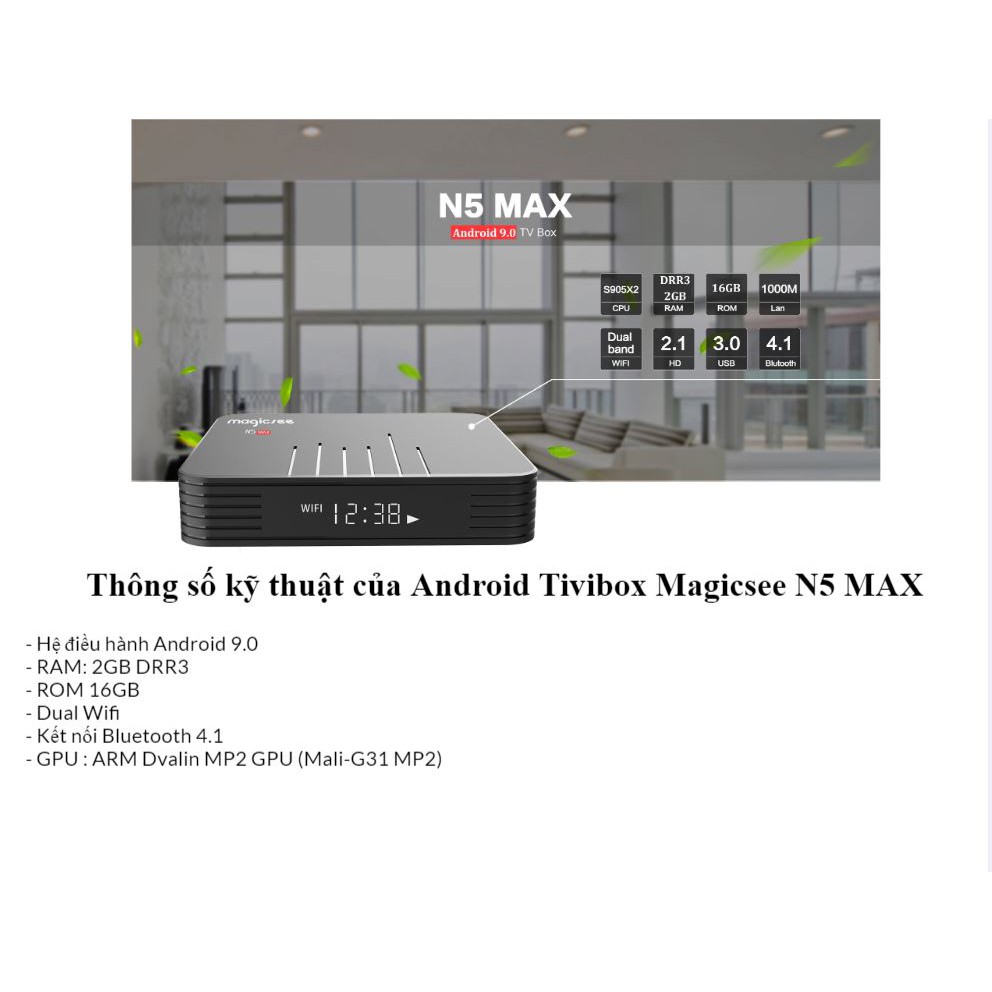 Android Tivi Box Magicsee N5 Max – Tivi Box Ram 2GB Rom 16GB - Chíp S905X2 - Bảo Hành 1 Năm