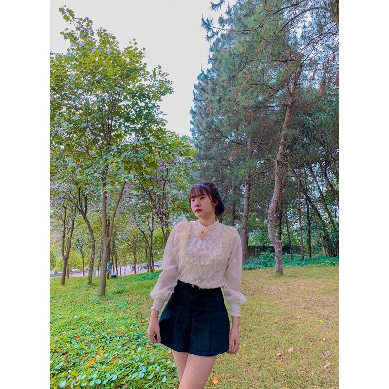 ÁO SƠ MI REN BÈO PHA TƠ ĐÍNH NG KÈM TAG HOA | BigBuy360 - bigbuy360.vn