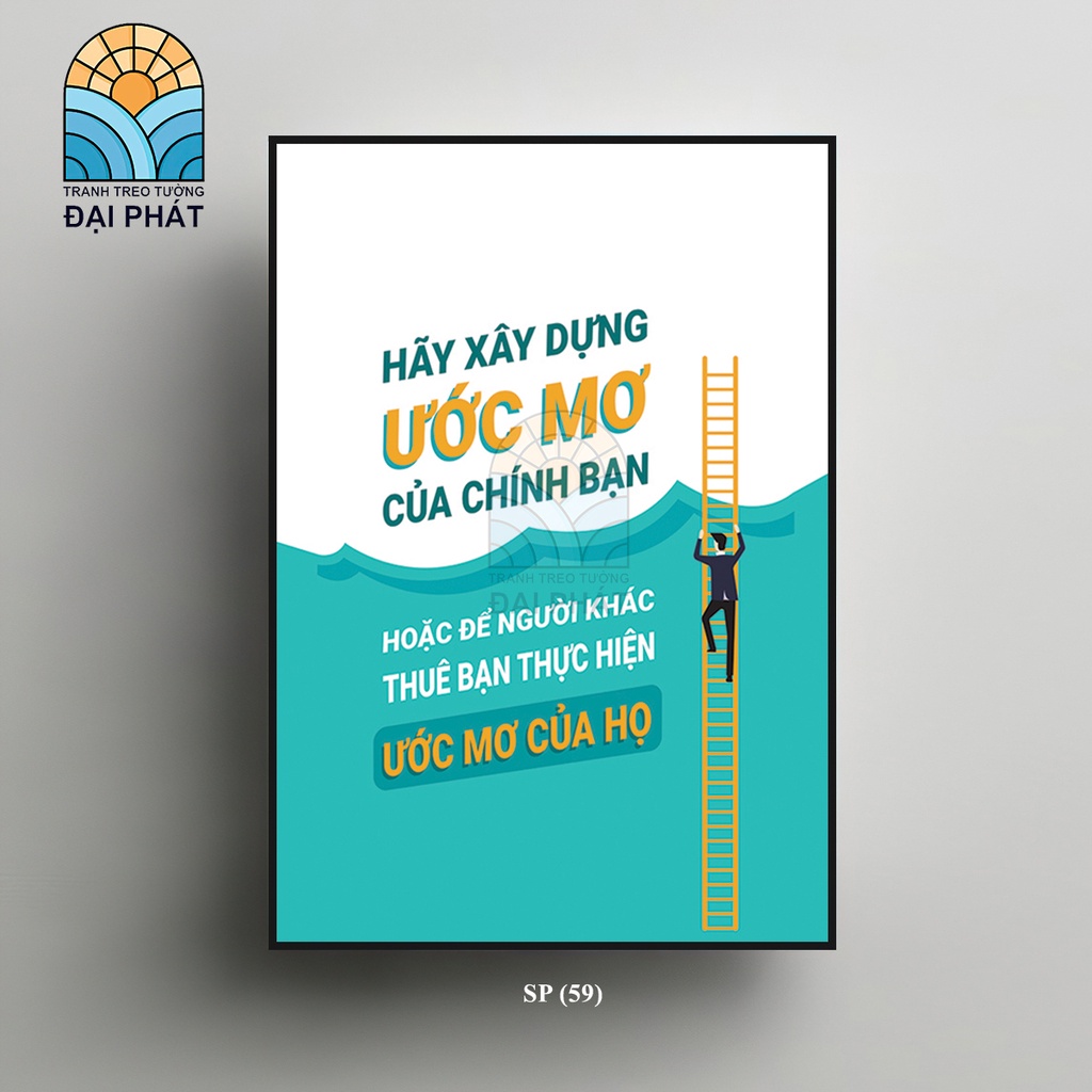 Tranh Tráng Gương Tạo Động Lực Kích Thước Chuẩn treo Văn Phòng 35x50cm, Tranh Slogan Trang Trí Văn Phòng đã có Khung