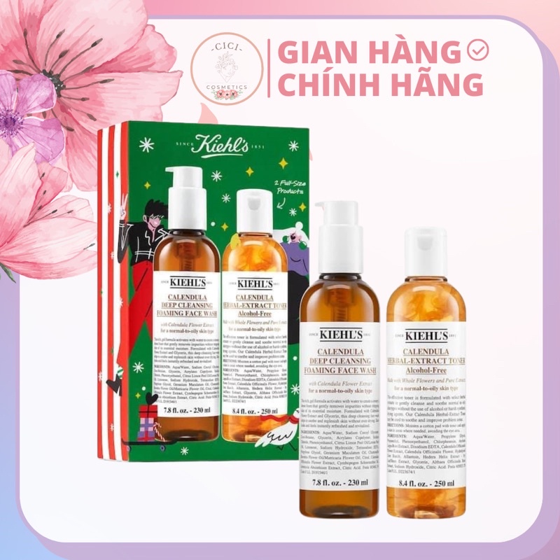Bộ toner và sữa rửa mặt hoa cúc Kiehl's calendula toner and cleanser duo