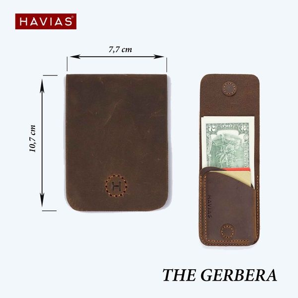 Ví Da Gerbera Handcrafted Mini Wallet HAVIAS - Xanh Navy