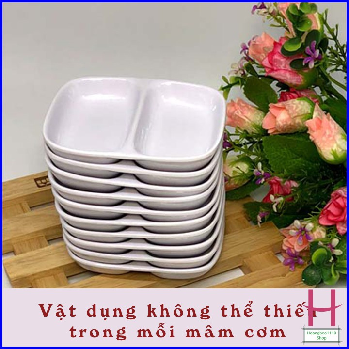 Đĩa đựng gia vị - nước chấm phíp 2 ngăn Việt Nhật { H }