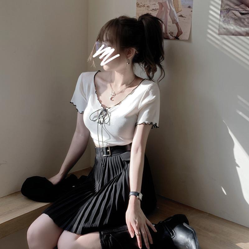 Áo Kiểu Tay Ngắn Cổ Chữ V Thời Trang Mùa Hè Hàn Quốc 2022 Cho Nữ