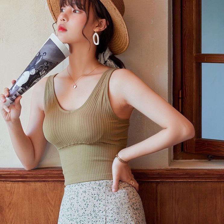 Áo Bra Thân Dài Thun Tăm Mẫu Mới V90 Siêu HOT - Áo Bra Dáng Croptop Nâng Dáng Vòng 1 FreeSize dưới 60kg