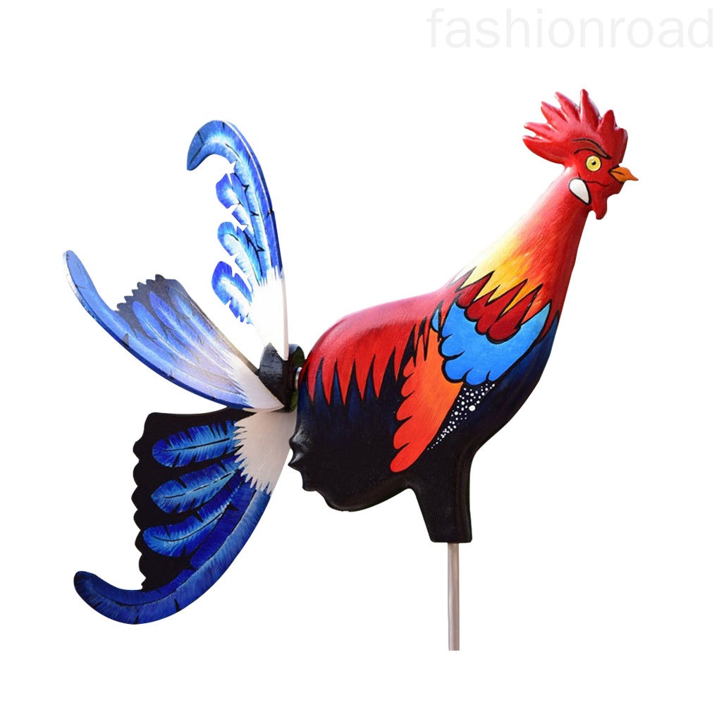 Garden Windmill Chicken Shape Yard Art Wind Spinner Decoration Wooden Statue Park Stake Prop fashionroad