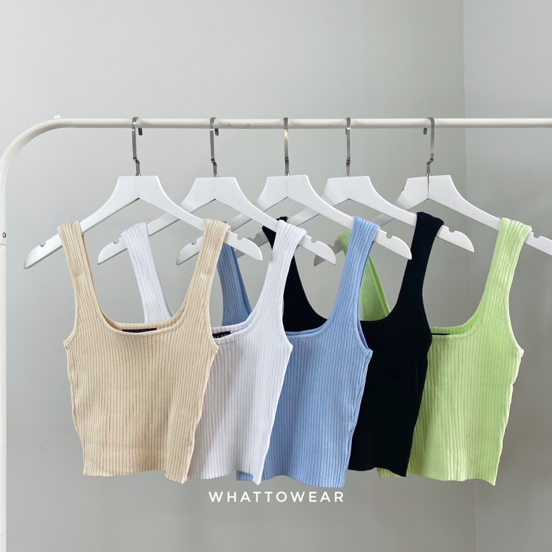 SALE Áo croptop ba lỗ dệt kim cổ vuông nhiều màu