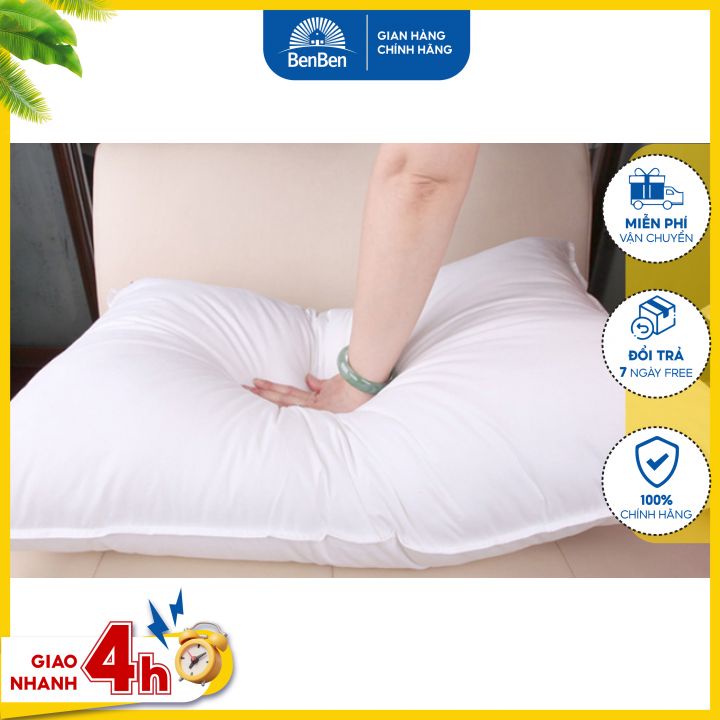 Tặng vỏ gối cotton - Ruột gối ngủ hơi cao cấp 50x70 cm Ben Ben - gối ngủ - goi hoi - gối gòn