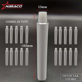  Combo 20 Tuýp Nhôm Năm Sao Chiết Mỹ Phẩm Đường Kính 13mm Phủ Sơn Trắng + Nắp Vặn  Có Seal Bịt Đầu  