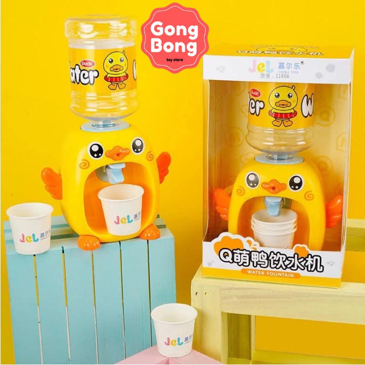 Bình nước mini vịt vàng cho bé, đồ chơi máy rót nước siêu dễ thương Gong Bong store