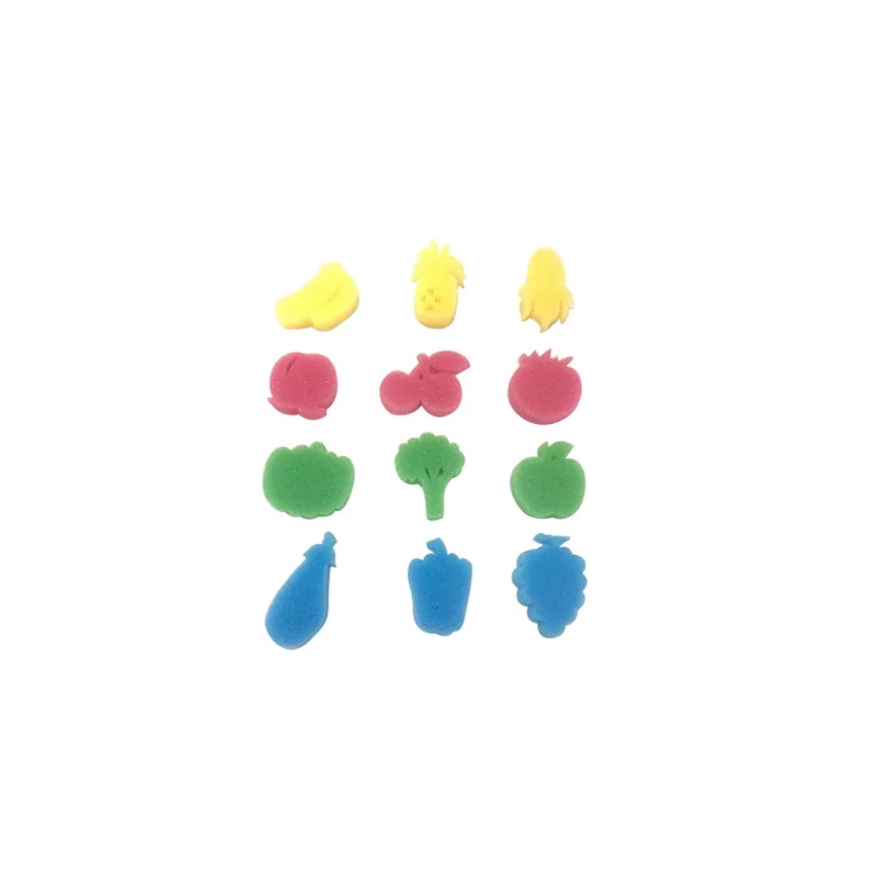 Daiso Đồ Chơi Cho Bồn Tắm Expand In Water Sponge -Vegetable And Fruit - 12 Pcs.-