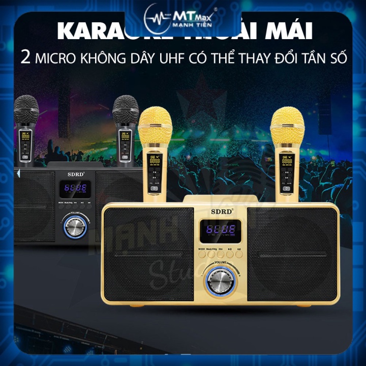 MT MAX Loa karaoke bluetooth SD-309 tặng kèm 2 micro cao cấp có 6 chế độ âm thanh, màn hình LED bảo hành 12 tháng