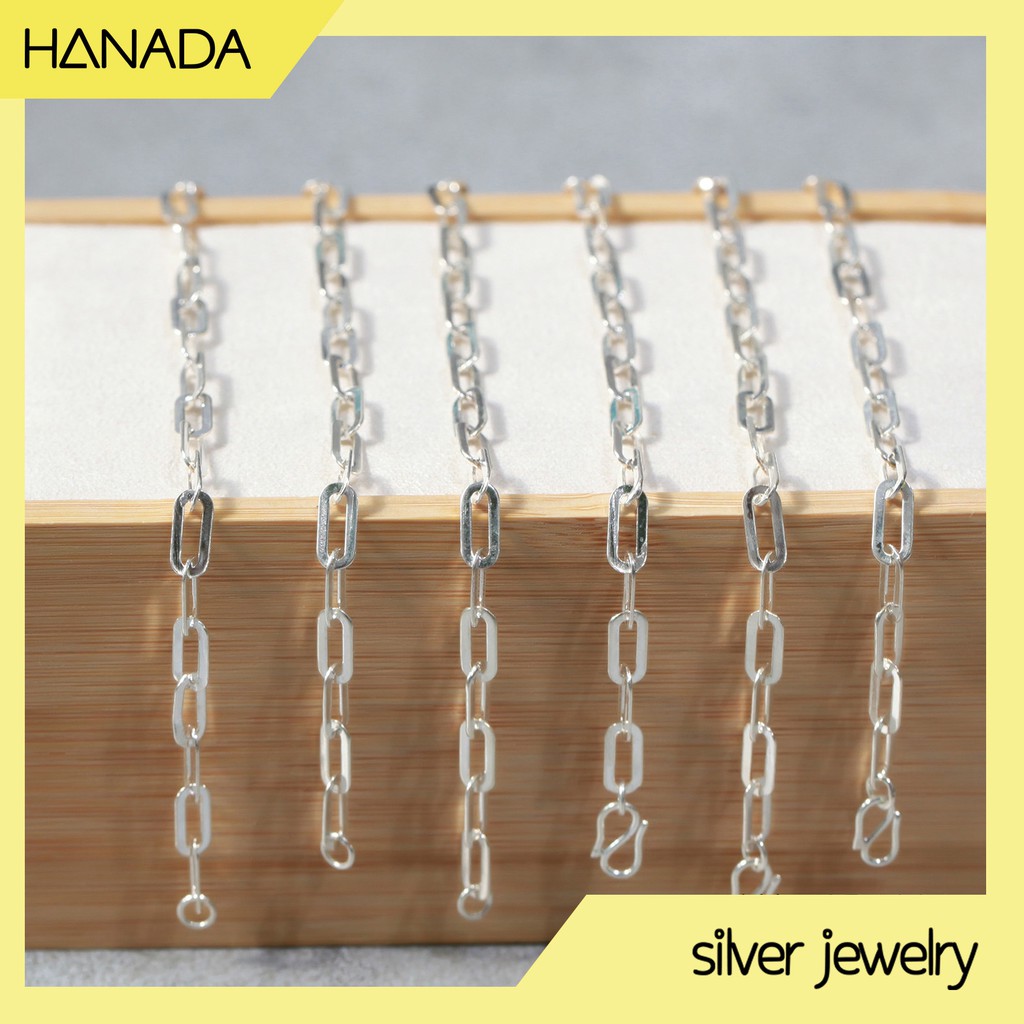 Lắc Tay Bạc Cao Cấp Hanada Lắc Unisex Móc Xích Bản Dẹp Mỏng