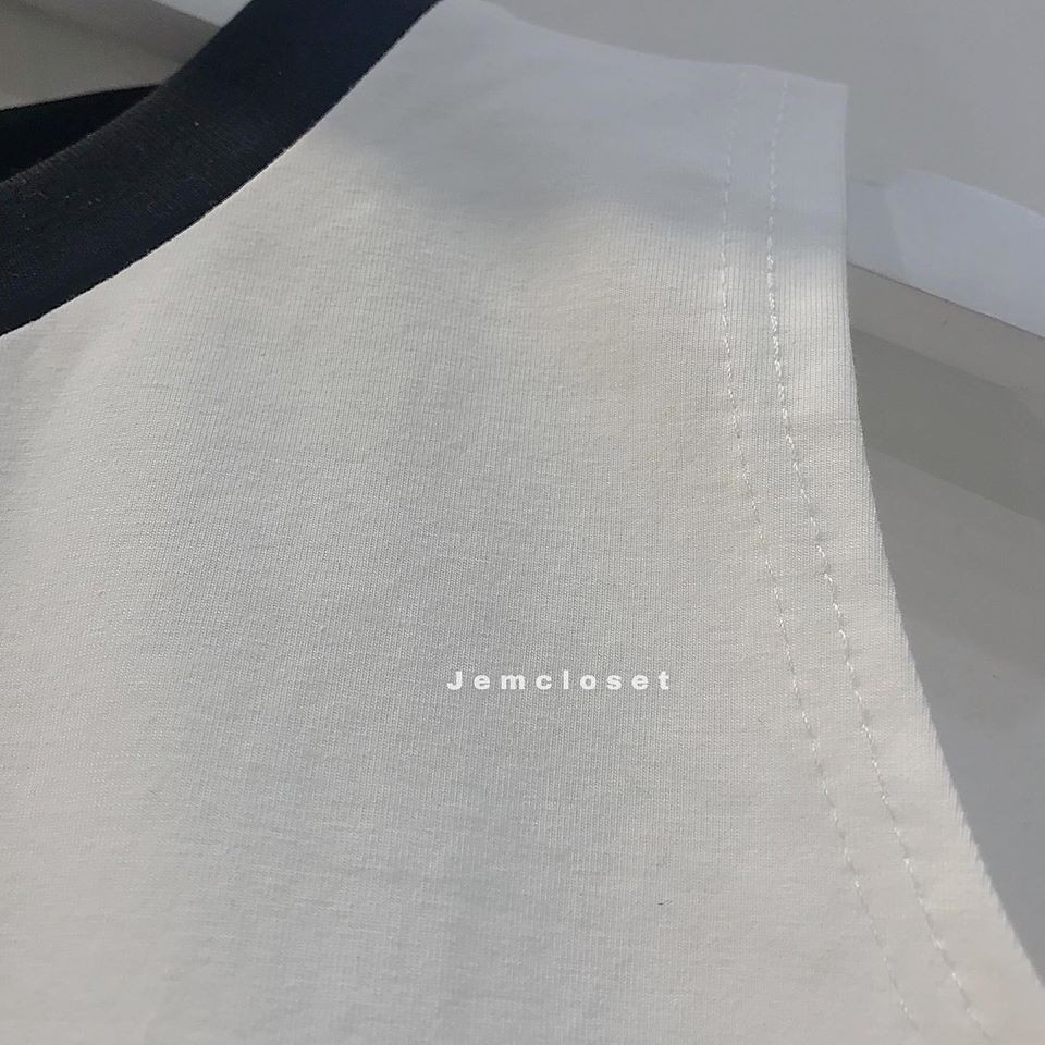 Áo croptop ba lỗ JEMCLOSET có cổ viền hai màu trắng đen dễ phối đồ - 1526