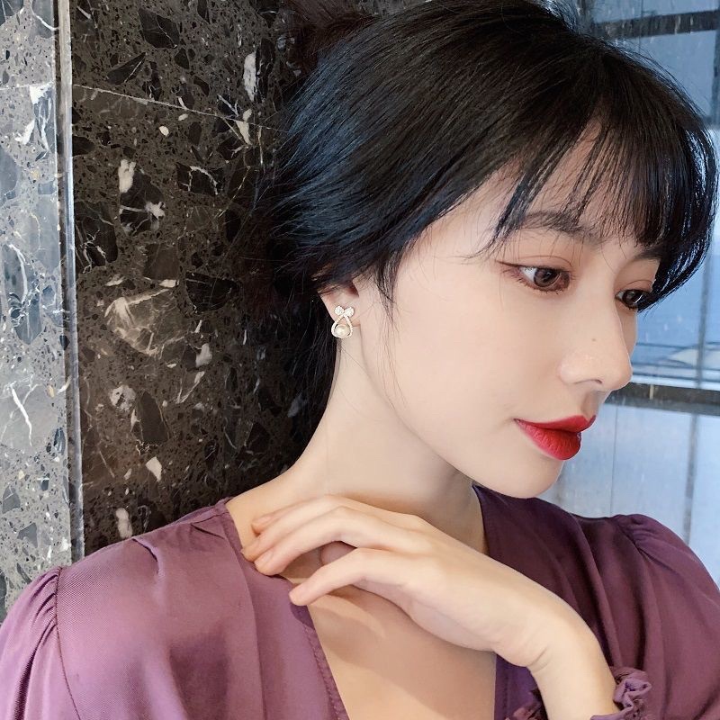 Bông tai, khuyên tai hình chiếc nơ đính ngọc trai nhân tạo phong cách tiểu thư BT91