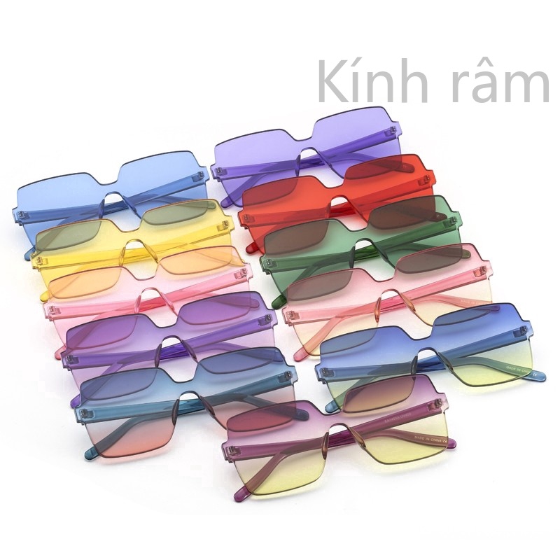 Kính mát tròng vuông lớn màu kẹo ngọt thời trang cho nữ