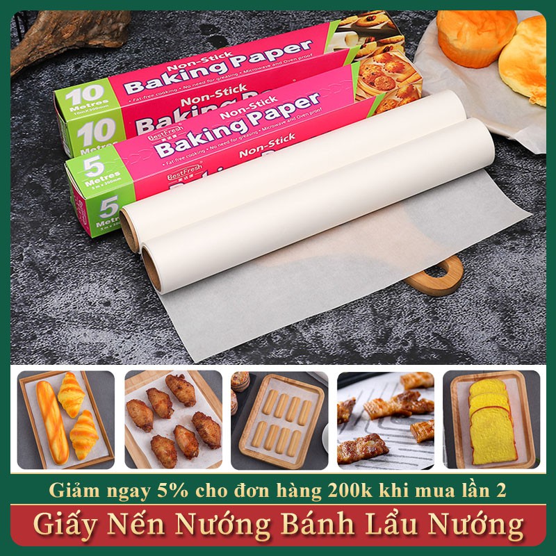 [Sỉ] Giấy Nến, Giấy Sáp, Giấy Lót Nướng Bánh, Lẩu Nướng Hấp Bánh Nướng Thực Ăn Chịu Nhiệt Chống Dính Không Thấm Dầu30x5m