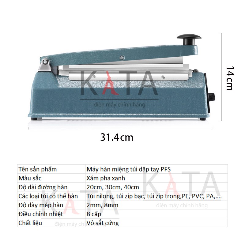 Dây hàn máy ép miệng túi vỏ sắt dập tay PFS 200 300 400 dùng cho gia đình và hộ kinh doanh nhỏ DHT02