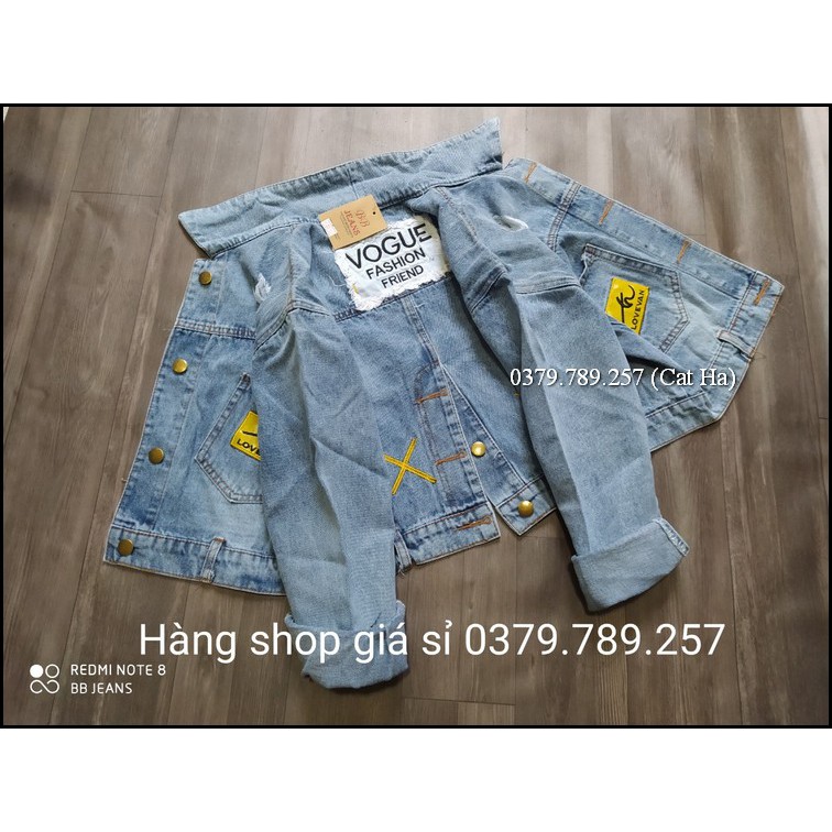 Aó khoác jean nữ xám xanh như hình form dưới 58Kg Vouge BB27