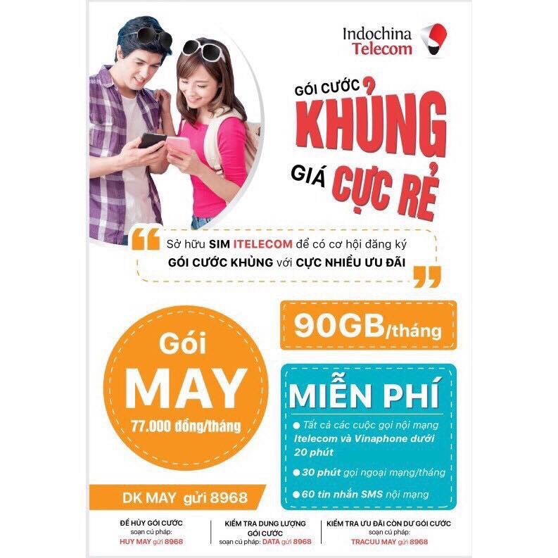 Sim 4G new  Vina- ITELECOM 90Gb