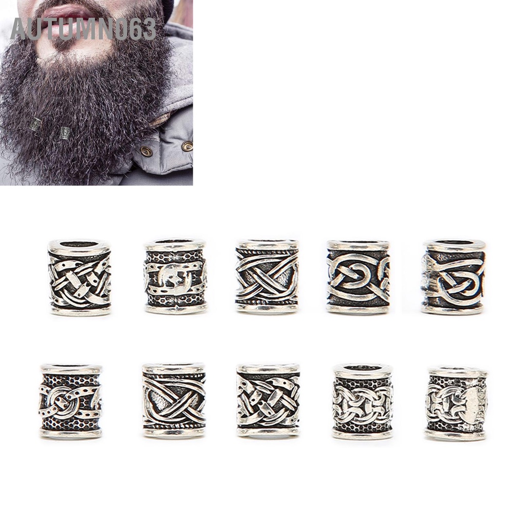10 CÁI Kẹp Kim Loại Dùng Tết Tóc Tiện Dụng, Hạt Râu Viking Hợp Kim Cổ Norse Dreadlock cho Tóc Tự Làm Vòng Autumn063