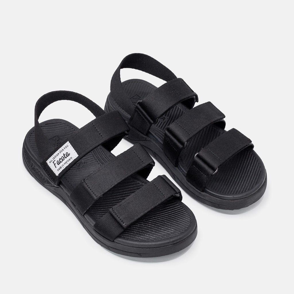 FACOTA | Giày dép sandal nam, nữ Unisex thể thao 3 quai đen đi học, đi chơi GLC01