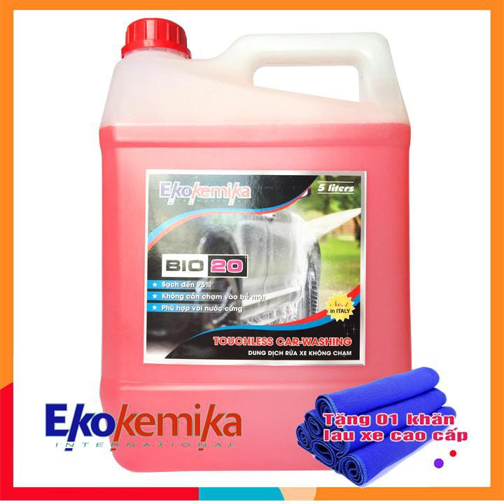 Bigsize  Nước rửa xe ô tô,xe máy không chạm Bio 20 - 5L TĂNG 1 KHĂN LAU