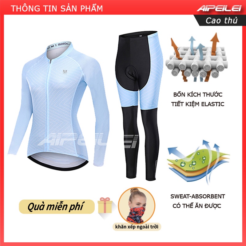 Bộ Đồ Chạy Xe Đạp Tay Dài Có Đệm Lót Thoáng Khí Dành Cho Nữ