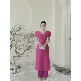 Set áo dài cách tân tay bồng chất tacta