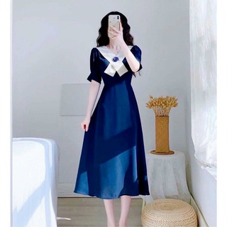 Đầm midi xanh cổ chéo (Mila dress)