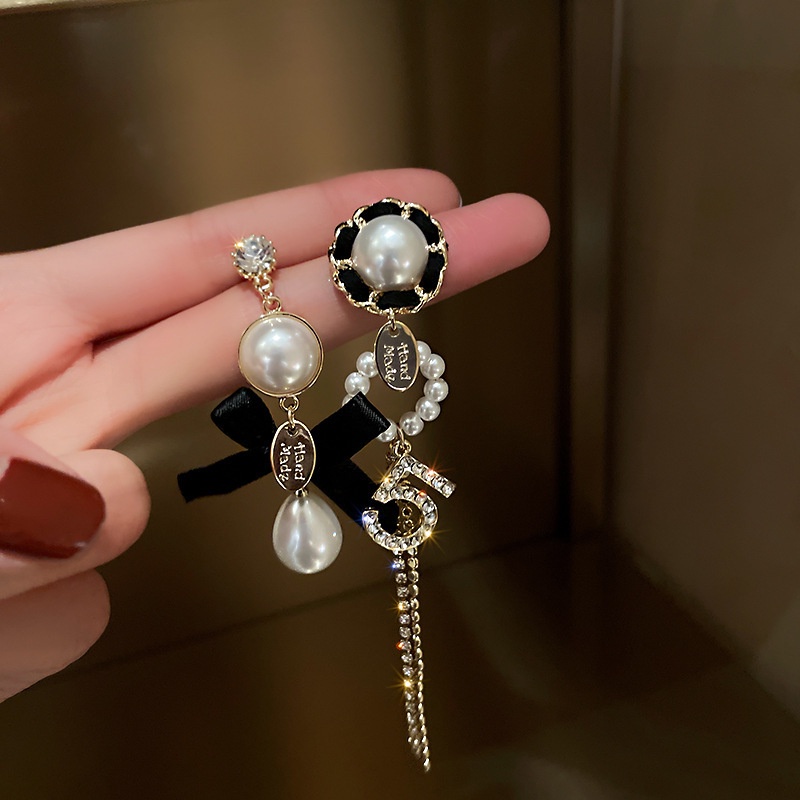 Đôi Bông Tai Mạ Bạc 925 Hình Nơ Đính Kim Cương Giả Thời Trang Hàn Quốc Cho Nữ