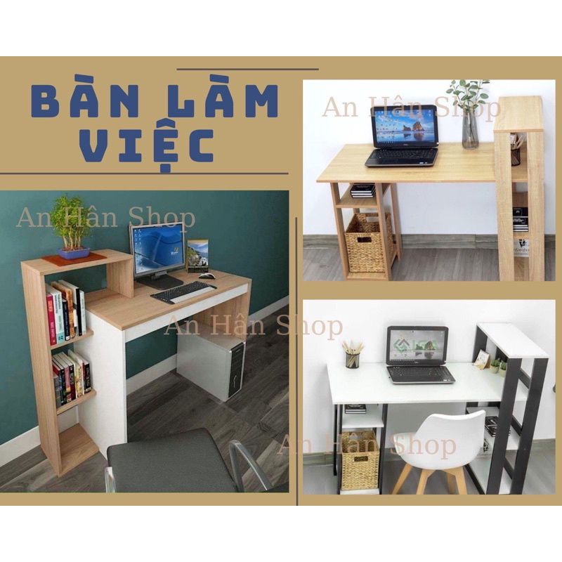 BÀN HỌC ,BÀN LÀM VIỆC DÁNG CHỮ L KÈM KỆ SÁCH GỖ CAO CẤP ĐA NĂNG