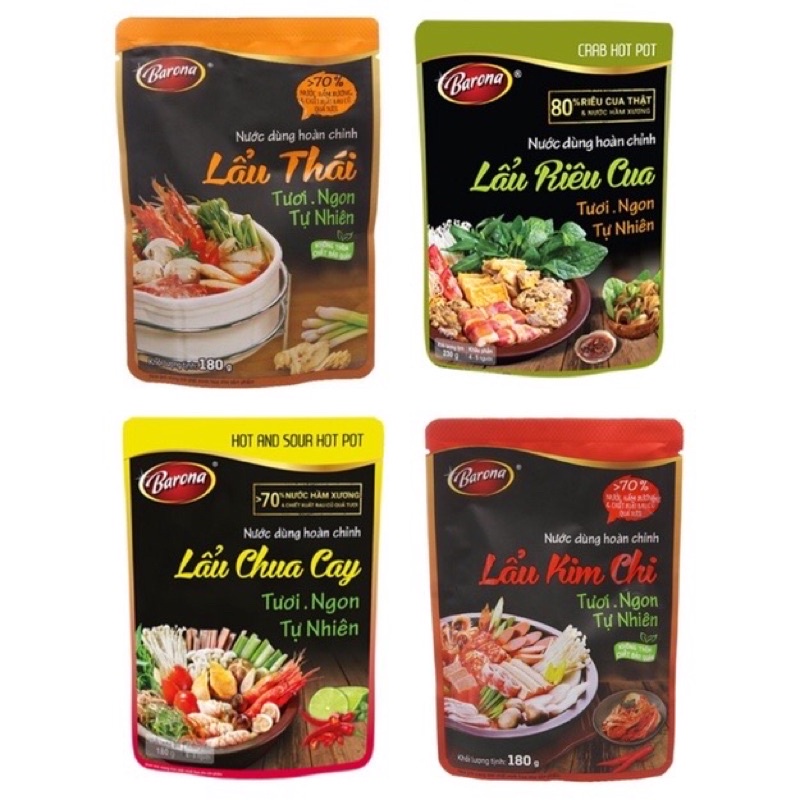 Nước dùng hoàn chỉnh Lẩu Thái, Lẩu Kim Chi, Lẩu Riêu Cua, Lẩu Chua Cay Borana 180g