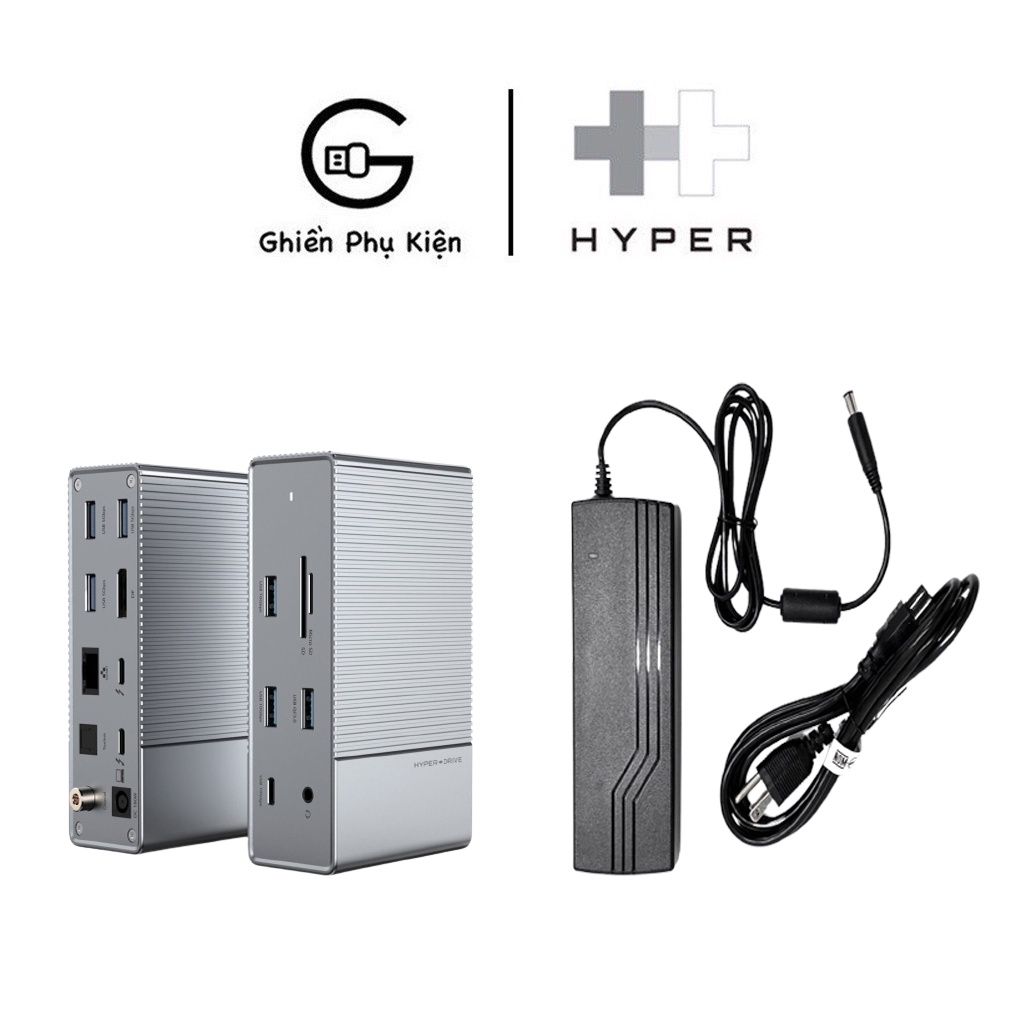 Bộ Cổng Chuyển HyperDrive GEN2 16-IN-1 THUNDERBOLT 3 DOCKING STATION VÀ Bộ Nguồn DC 180W CHO MACBOOK/CHROM/PC/LAPTOP