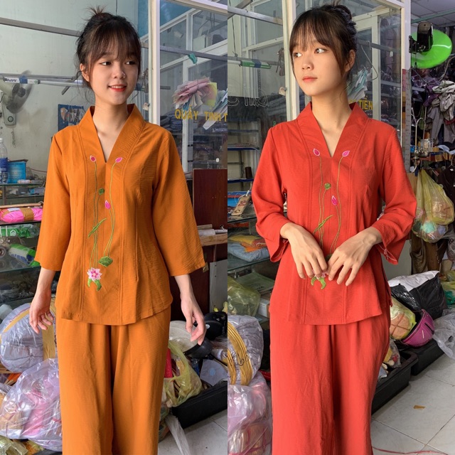 Đồ Lam Đi Chùa # Bà Lai Vải Đũi # Đồ Bộ Nữ