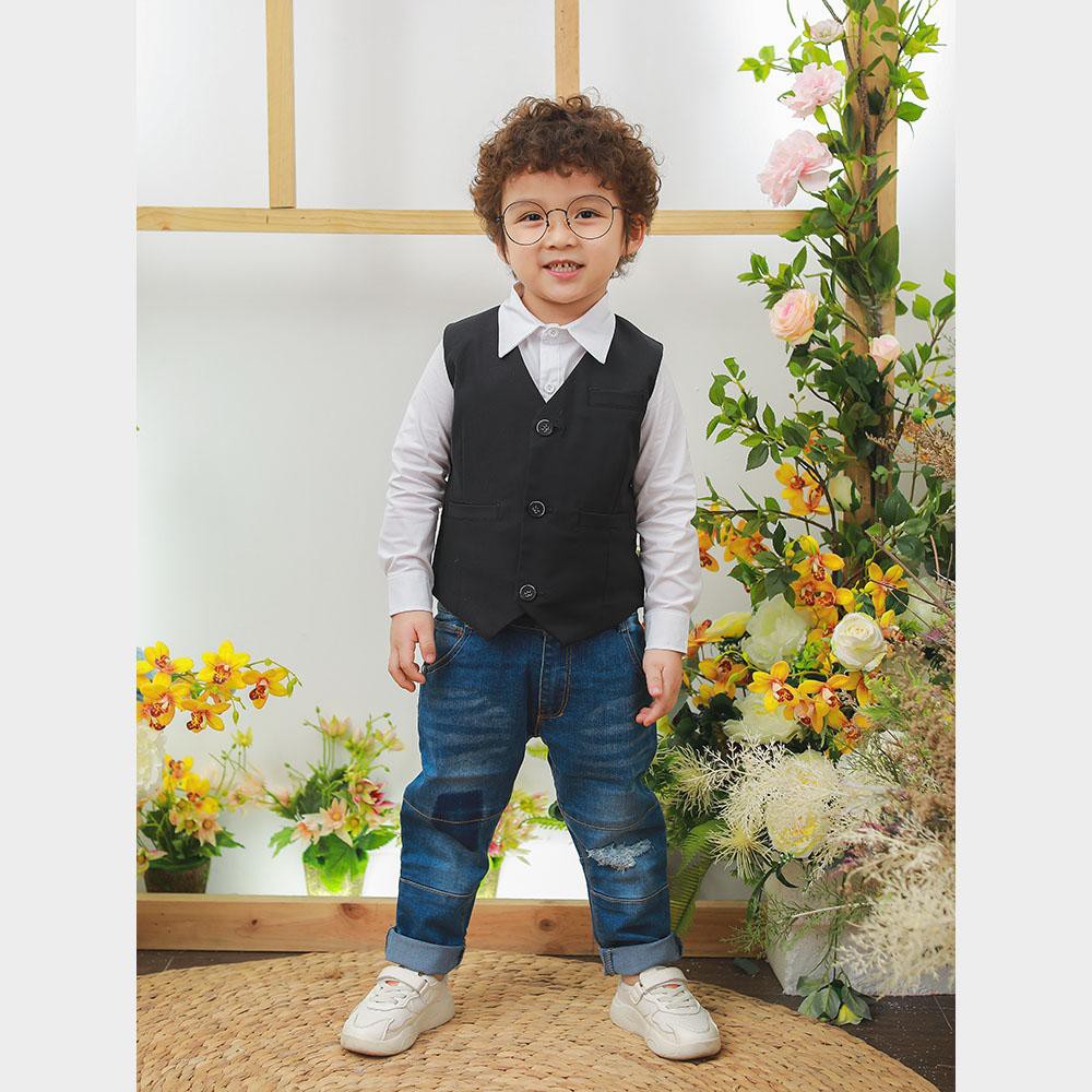 Áo khoác gile bé trai màu đen - Lovekids