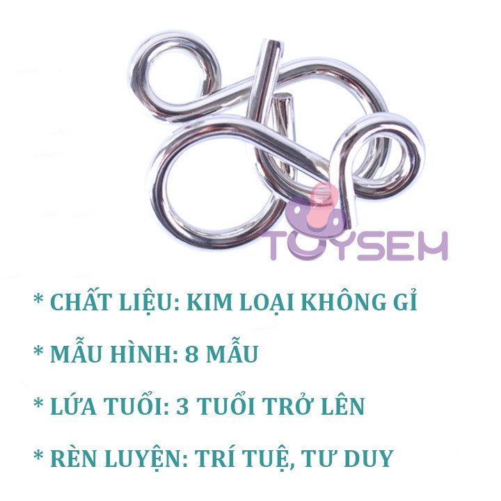 Đồ chơi tháo luồng lắp vòng kim loại trí tuệ Nhật Bản 8 món Toysem dành cho trẻ từ 3 tuổi - Quà tặng sinh nhật cho bé