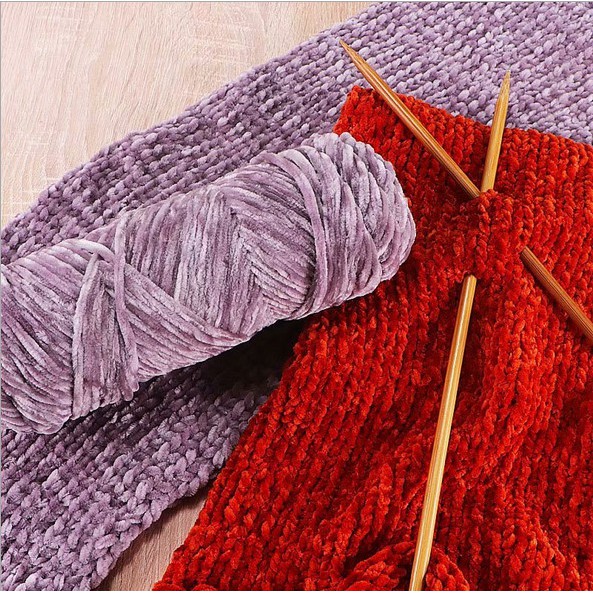 Cuộn 100g Len Nhung Chenillen 41 Màu Mềm Mịn Đan Móc Khăn Choàng, Áo Len, Mũ Len