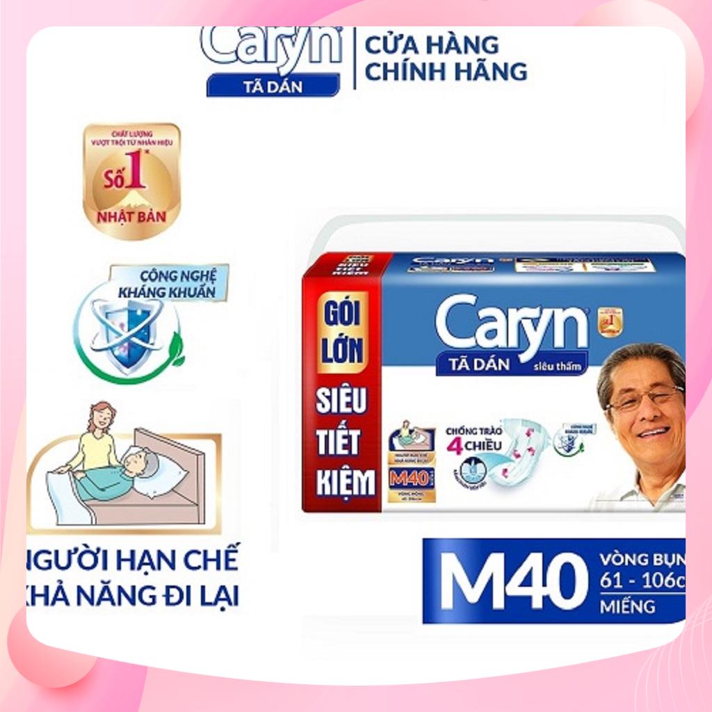 Tã Dán Người Lớn Caryn Siêu Thấm Size M - 40 Miếng Gói Siêu Tiết Kiệm,bĩm dán caryn người già vòng bụng 61-106cm