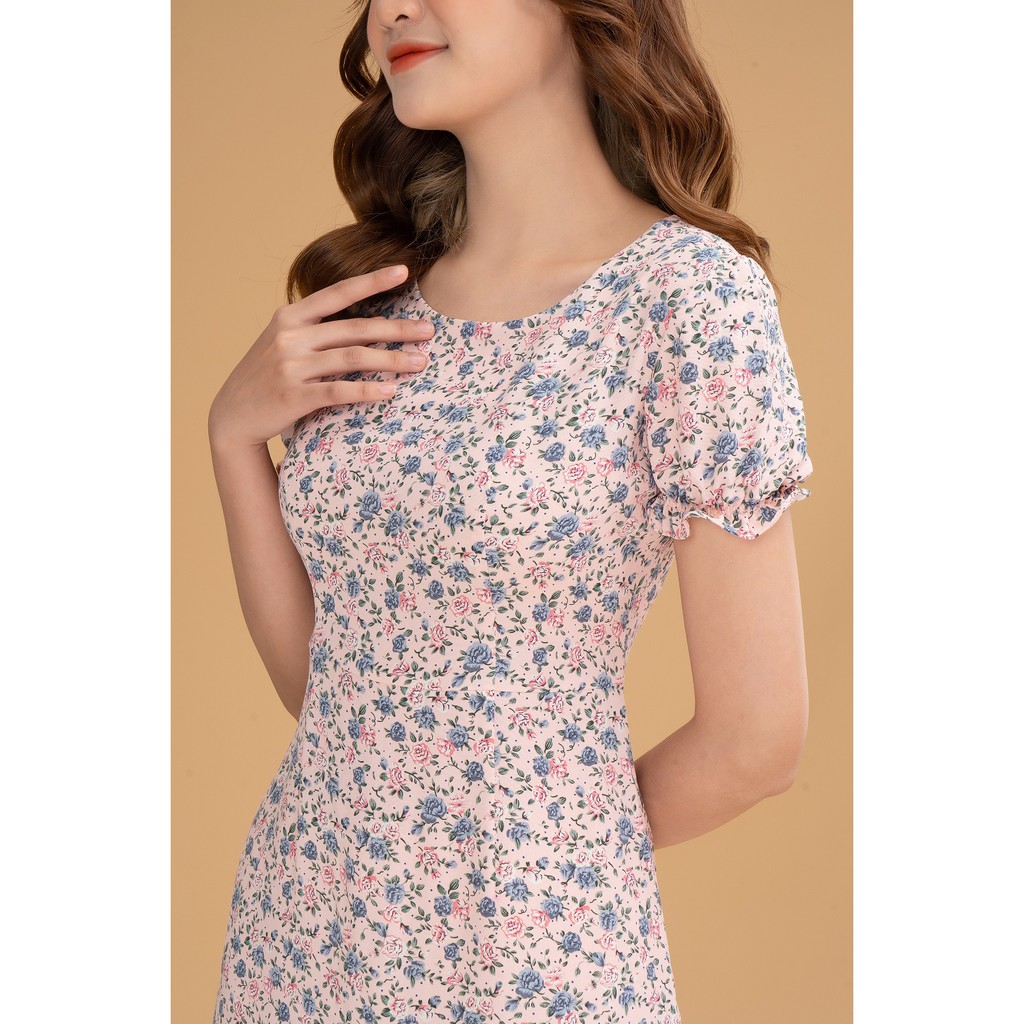 Váy Nữ Hoa Nhí Dáng Xòe Phối Bèo Tay SILBER | BigBuy360 - bigbuy360.vn