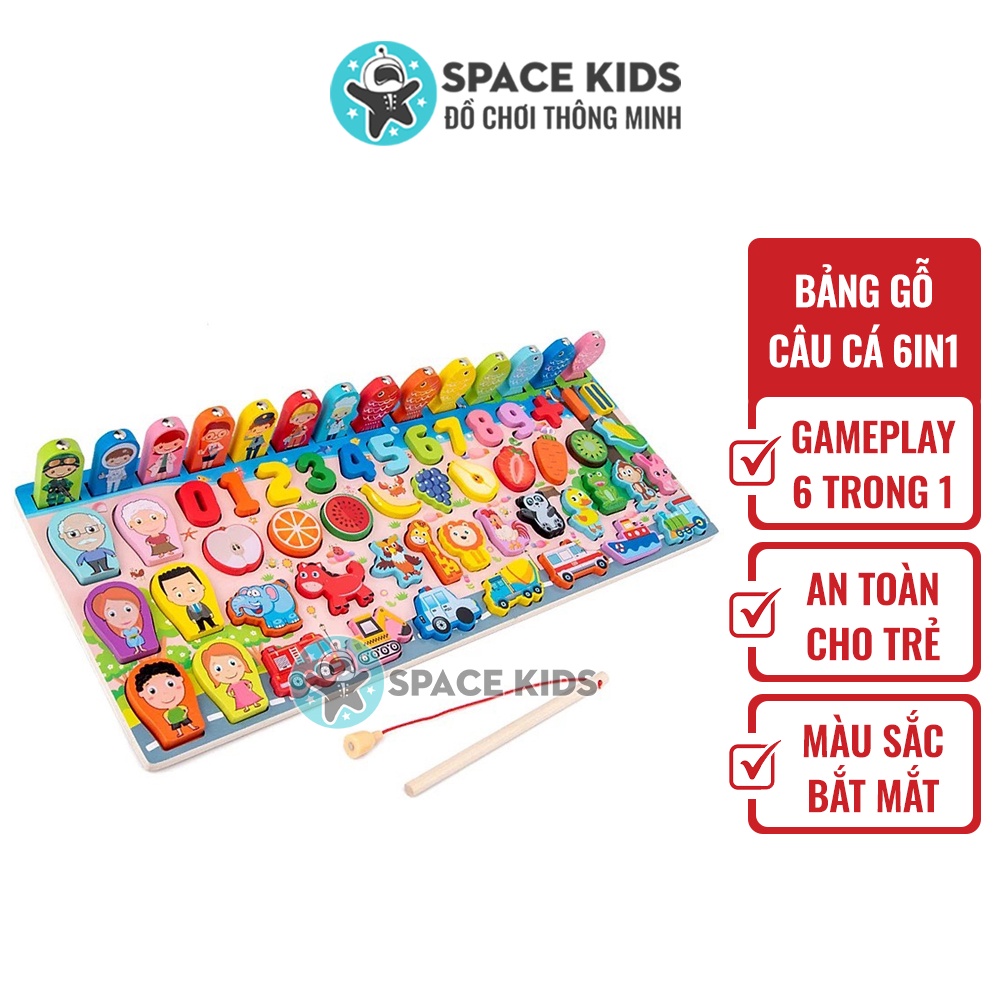 Đồ chơi gỗ thông minh montessori bảng câu cá gỗ 61 chi tiết cho bé phát triển trí tuệ