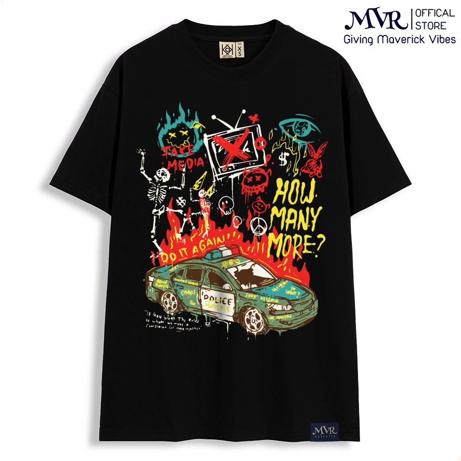 Ao thun unisex Xe cực cool vui nhộn phong cách MVR size rộng tee Mỹ BB4077
