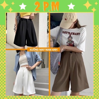 Quần short cạp cao quần short ống rộng dáng lửng ulzzang siêu xinh 2 pm