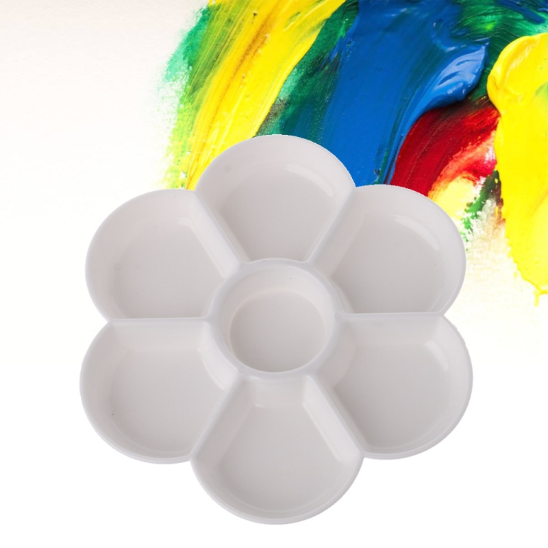 Khay Đựng Màu Nước Bằng Nhựa Acrylic 7 Ngăn Hình Hoa Tiện Dụng DIY