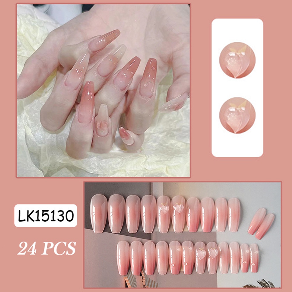Bộ 24 móng tay giả hình trái tim sáng tạo bắt mắt
