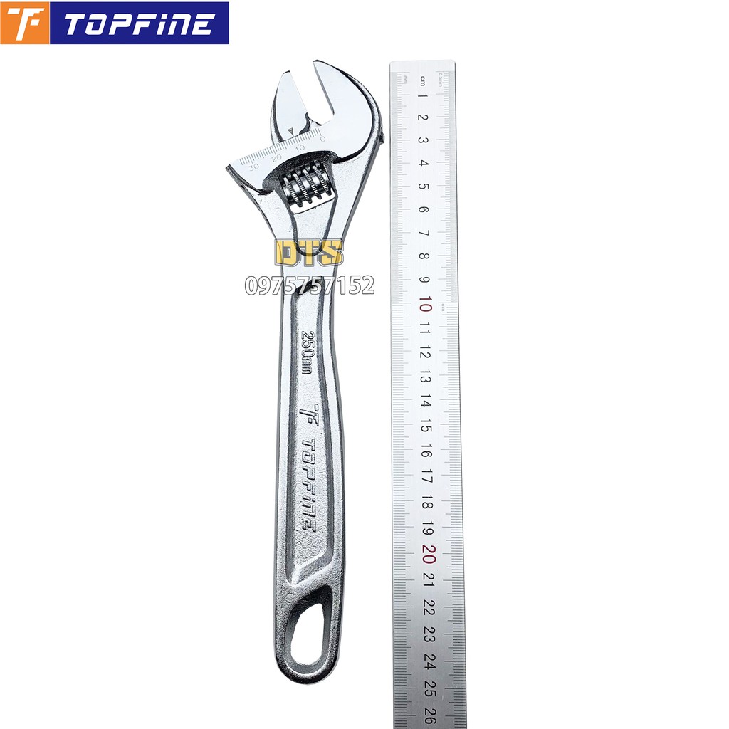 Mỏ lết thép trắng đúc nguyên khối 10 inch TOP FINE 250mm cờ lê thép Carbon siêu cứng điều chỉnh độ mở tháo lắp linh hoạt