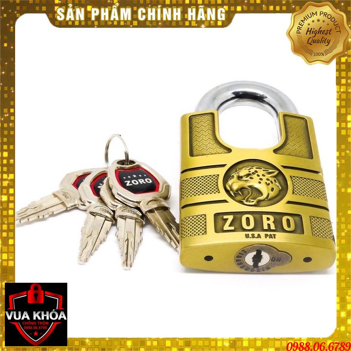 Ổ khóa cao cấp ZORO 6 phân,đầu báo,chìa kiếm ⚡FREE SHIP⚡ổ khóa bấm không cần chìa.Công nghệ Mỹ: chống cưa-chống rỉ sét