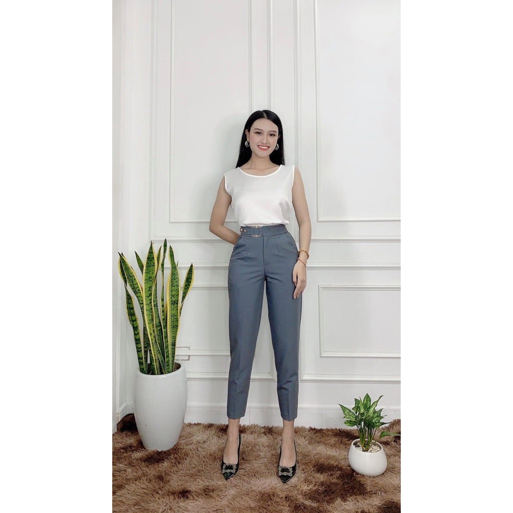 Quần tây nữ công sở lưng cao baggy CHAT vải tuyết mưa Hàn Quốc Q333