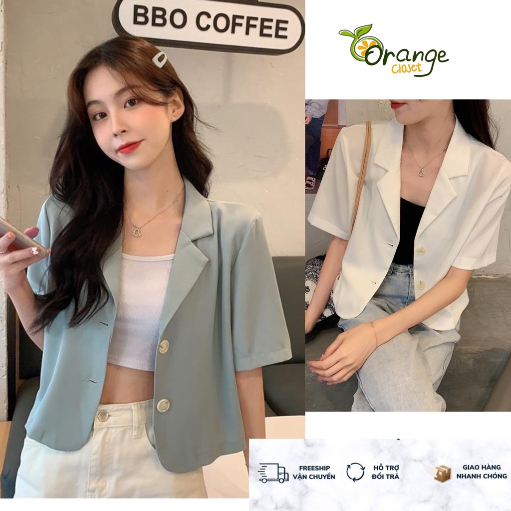 Áo Bazer Tay Cộc Dáng Ngắn Áo vest nữ Croptop 1 Lớp BL01 | BigBuy360 - bigbuy360.vn